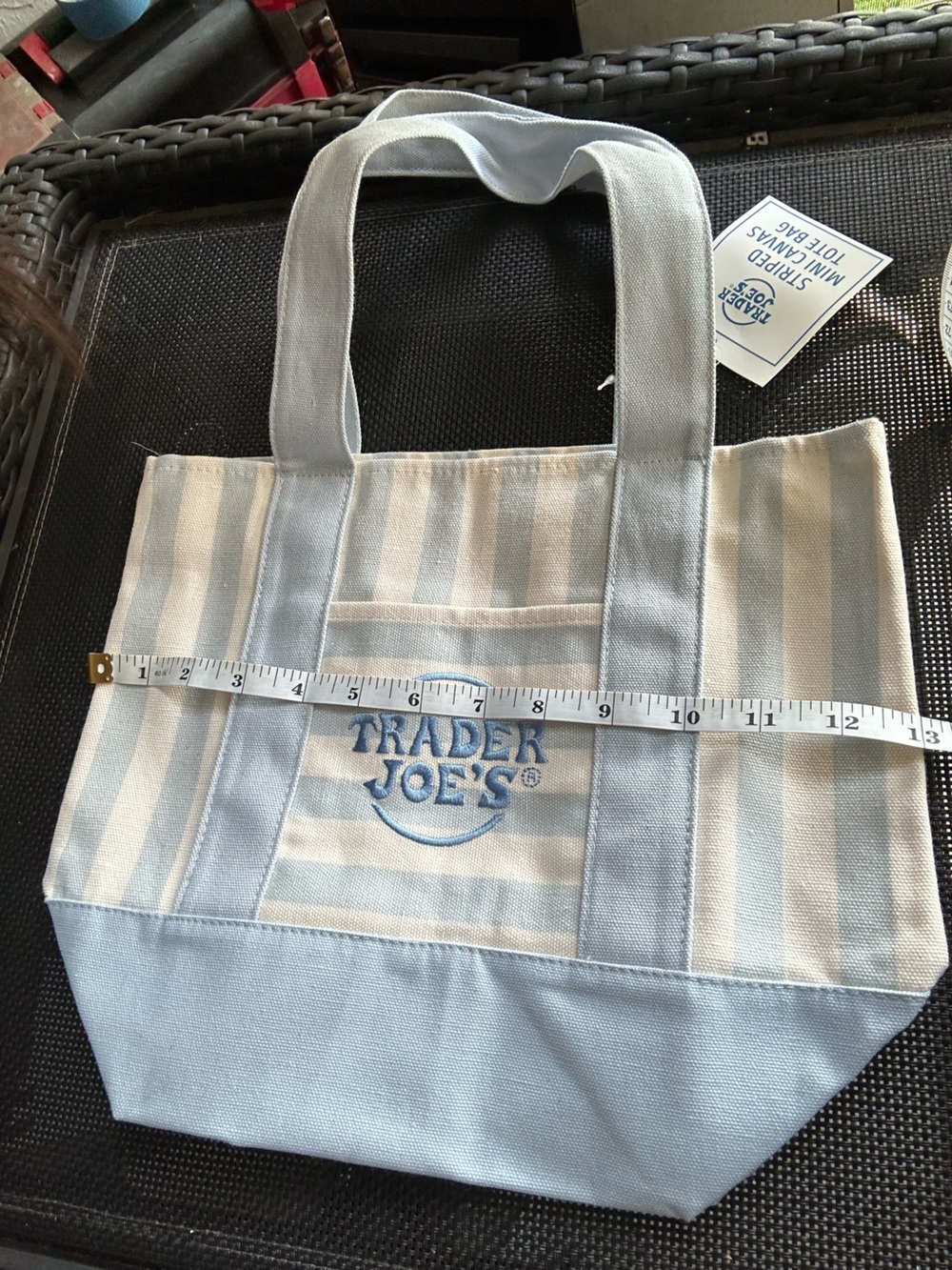 Trader Joe’s light blue mini striped tote - Picture 3 of 6